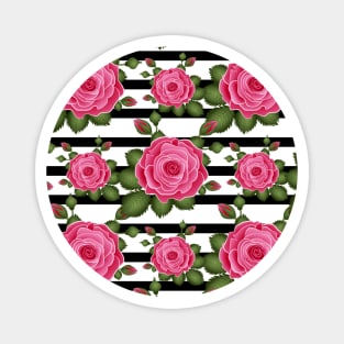 Roses With Stripes Pattern Magnet